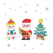 Puzzle - Janod Magnetyczne klocki 3D Święty Mikołaj i przyjaciele J08033 - miniaturka - grafika 1