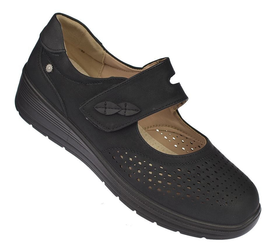 Półbuty damskie na rzepa MD26-43 czarne ażurowe rozmiar: 40