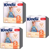 Pieluchy - Kindii Pieluchomajtki chłonne junior rozmiar 5 (12-17 kg) 20 sztuk x 3 - miniaturka - grafika 1