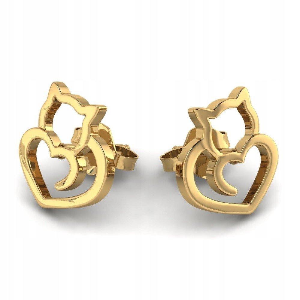 PIĘKNE ZŁOTE KOLCZYKI KOTKI SZTYFT 333