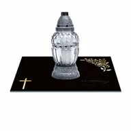 Lampiony i znicze - SZKLANA PODSTAWKA POD ZNICZE Z DEDYKACJĄ 30x20cm 489a - miniaturka - grafika 1