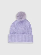 Czapki damskie - 4F Czapka zimowa z pomponem damska - fioletowa S - miniaturka - grafika 1