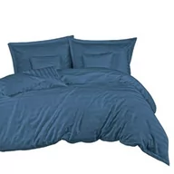 Pościel - Darymex Pościel bambusowa 220x200 niebieska paski satyna bawełniana jednobarwna 2 poszewki 70x80 Bamboo 23 - miniaturka - grafika 1