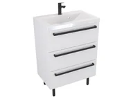 Szafki łazienkowe - Szafka Stojąca Z Umywalką ATH 60 cm - Biały Mat - Uchwyty Czarne Matowe - miniaturka - grafika 1