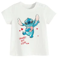 Koszulki dla dziewczynek - Cool Club, T-shirt dziewczęcy, ecru, Lilo i Stitch - miniaturka - grafika 1