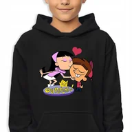 Bluzy dla dziewczynek - Bluza Dziecięca Z Kapturem Czarna Trixie&Timmy Wróżkowie Chrzestni 140 Cm - miniaturka - grafika 1