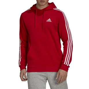 Bluza adidas Essentials Fleece 3-Stripes Hoodie GU2523 - czerwona - Bluzy męskie - miniaturka - grafika 1