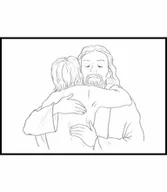 Kolorowanki, wyklejanki - Kolorowanka w formie plakatu dla dzieci i nie tylko, z piękną grafiką, Jezus ściskający chłopca, format 30x40 cm - miniaturka - grafika 1