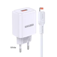 Ładowarki do telefonów - Ładowarka Sieciowa Kakusiga KSC-917 QC3.0 18W USB2 LIGHTNING WHITE - miniaturka - grafika 1