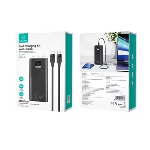 USAMS Powerbank PB68 30000mAh 65W QC3.0+PD Fast Charge + kabel USB-C/USB-C 100W czarny/black ATXLOGTC01 (US-CD185) - Powerbanki - miniaturka - grafika 9