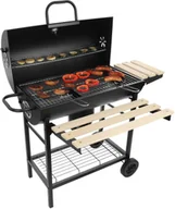 Paleniska ogrodowe - Duży zamykany grill węglowy ogrodowy na kółkach z półkami i paleniskiem - miniaturka - grafika 1