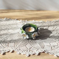 Świeczniki - Ręcznie wykonany świecznik ceramiczny -Białe Kwiatki - miniaturka - grafika 1