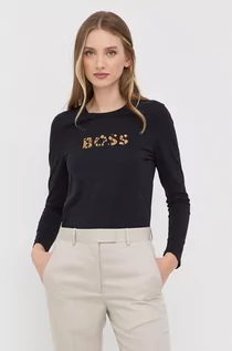 Koszulki i topy damskie - Boss Boss longsleeve bawełniany kolor czarny - grafika 1