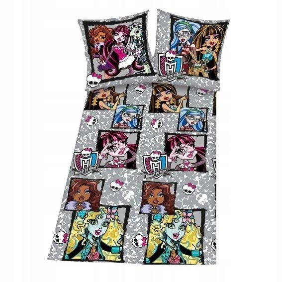 pościel dziecięca bawełniana 160x200 Monster High Lalki Dwustronna