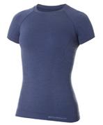 Koszulki i topy damskie - Damska Bluza Do Biegania Brubeck Active Wool Women'S T-Shirt | Jeansowy - Rozmiar M - miniaturka - grafika 1