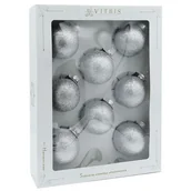 Bombki - Bombka szklana dekor SYPANKA 60 mm srebrny 2 szt. - miniaturka - grafika 1