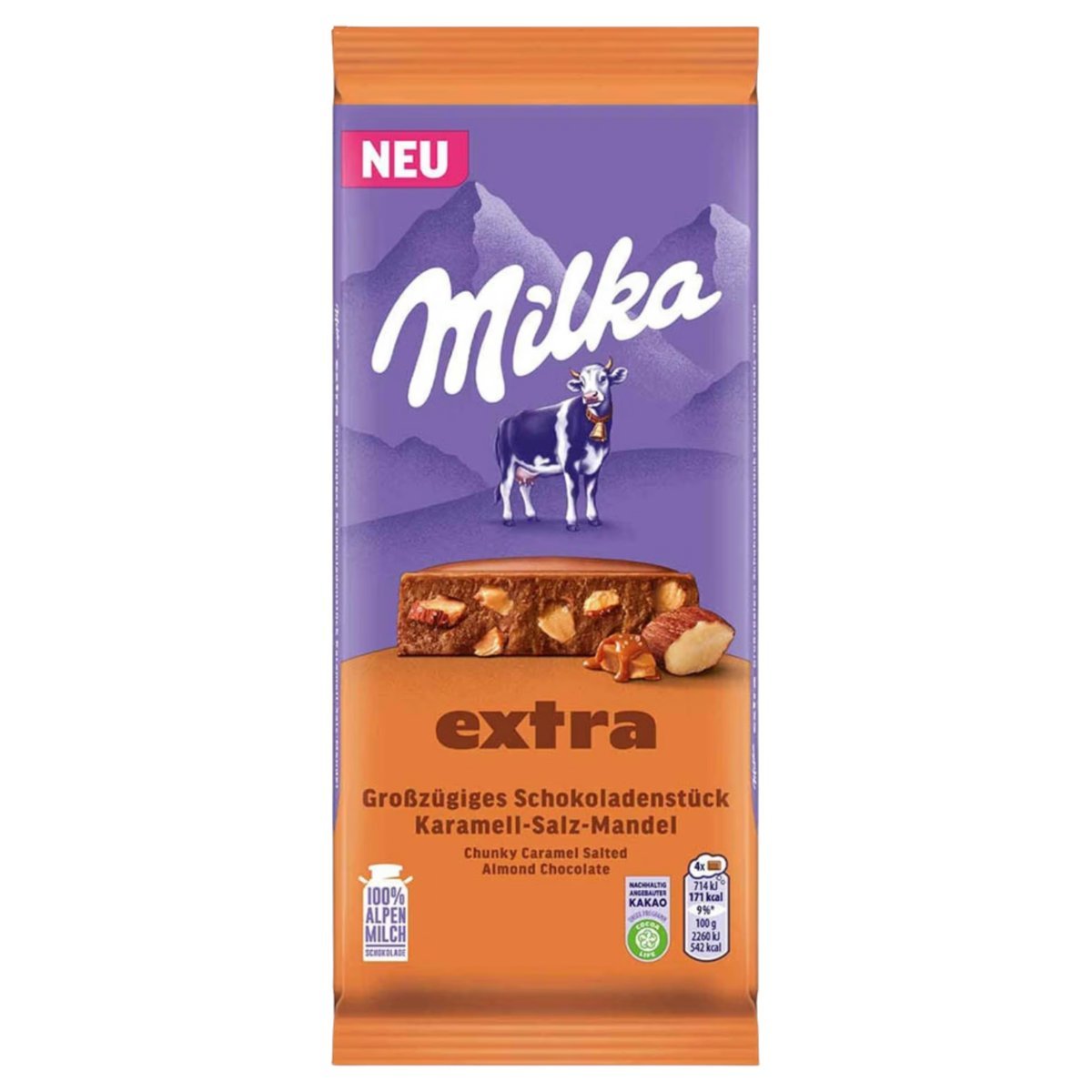 Milka Extra Chunky Mleczna Czekolada Smak Karmelowy I Słony Migdał 190G