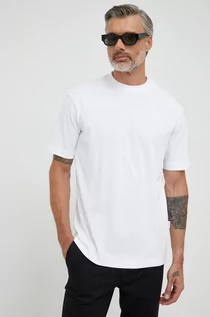 Koszulki męskie - Selected Homme t-shirt bawełniany kolor biały gładki - grafika 1