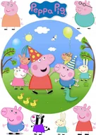Dodatki do ciast w proszku - ZESTAW OPŁATEK NA TORT+POSTACIE ŚWINKA PEPPA 20 CM GRUBY 0,6 mm +TEKST - miniaturka - grafika 1