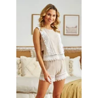 Piżamy damskie - Beżowa piżama z delikatnego muślinu doctor nap-xl - miniaturka - grafika 1