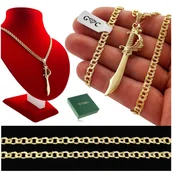 Naszyjniki męskie - ZŁOTY NASZYJNIK MĘSKI, SZTYLET KORDELAS PIRACKI, 60 cm, PREZENT DLA FACETA - Golden Celebrity - miniaturka - grafika 1