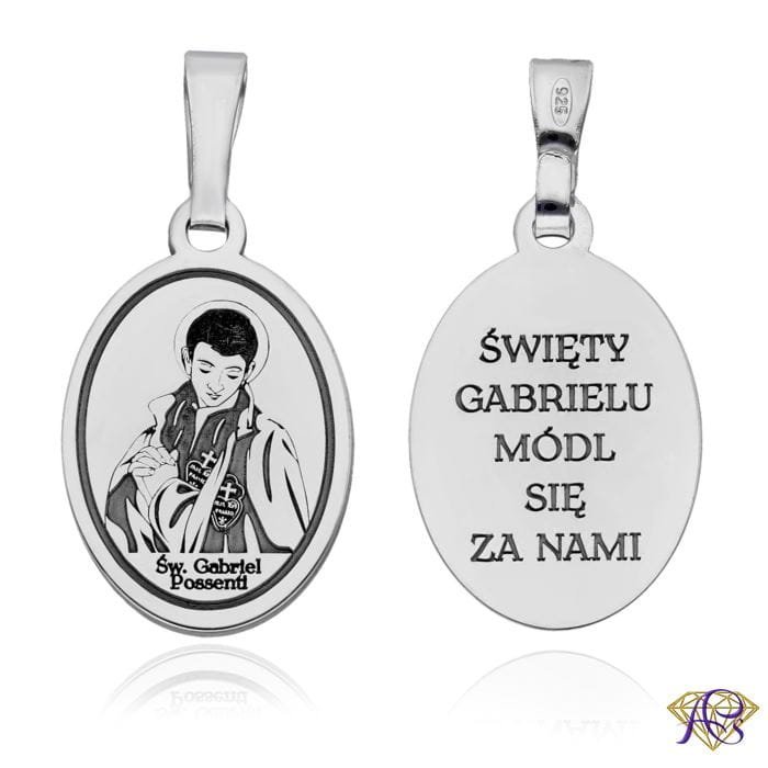 Srebrny medalik Ag 925 rodowany Św. Gabriel Possenti MDC101R