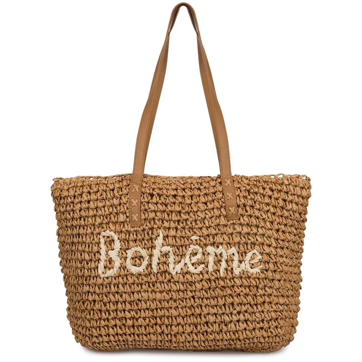 Torba damska na lato boho duży koszyk słomiany brązowa duża modna