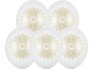 Strong Balony, "IHS", 14", Strong, metalic, biały, 50 szt. - Pamiątka Pierwszej Komunii Świętej - miniaturka - grafika 4
