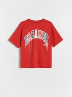 Koszulki dla chłopców - Reserved - Bawełniany t-shirt oversize - koralowy - miniaturka - grafika 1