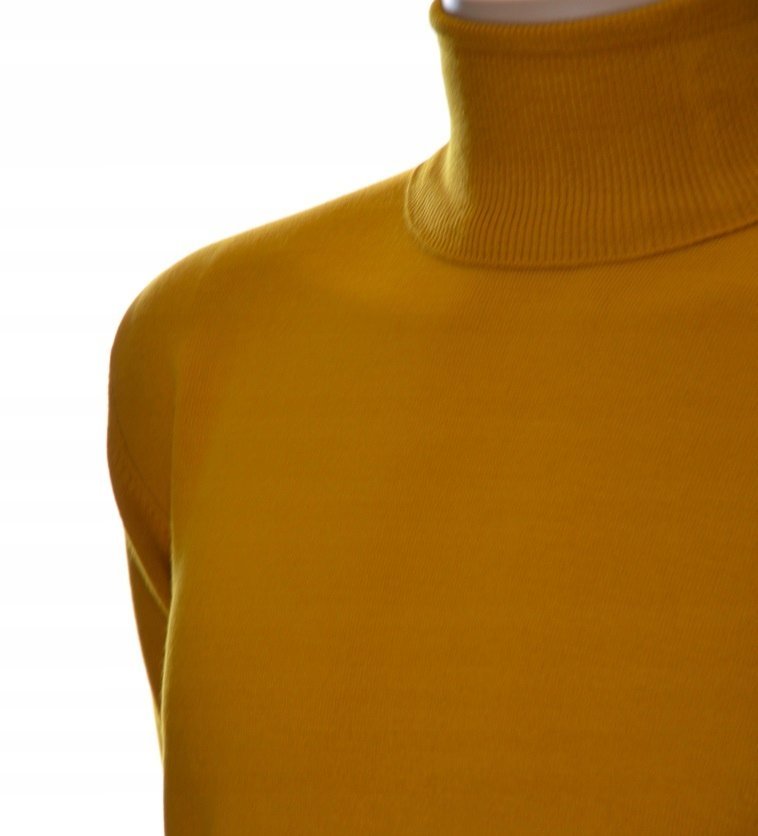 Sweter golf męski z kaszmiru i wełny merynosów kaszmirowy XXL miodowy c 375