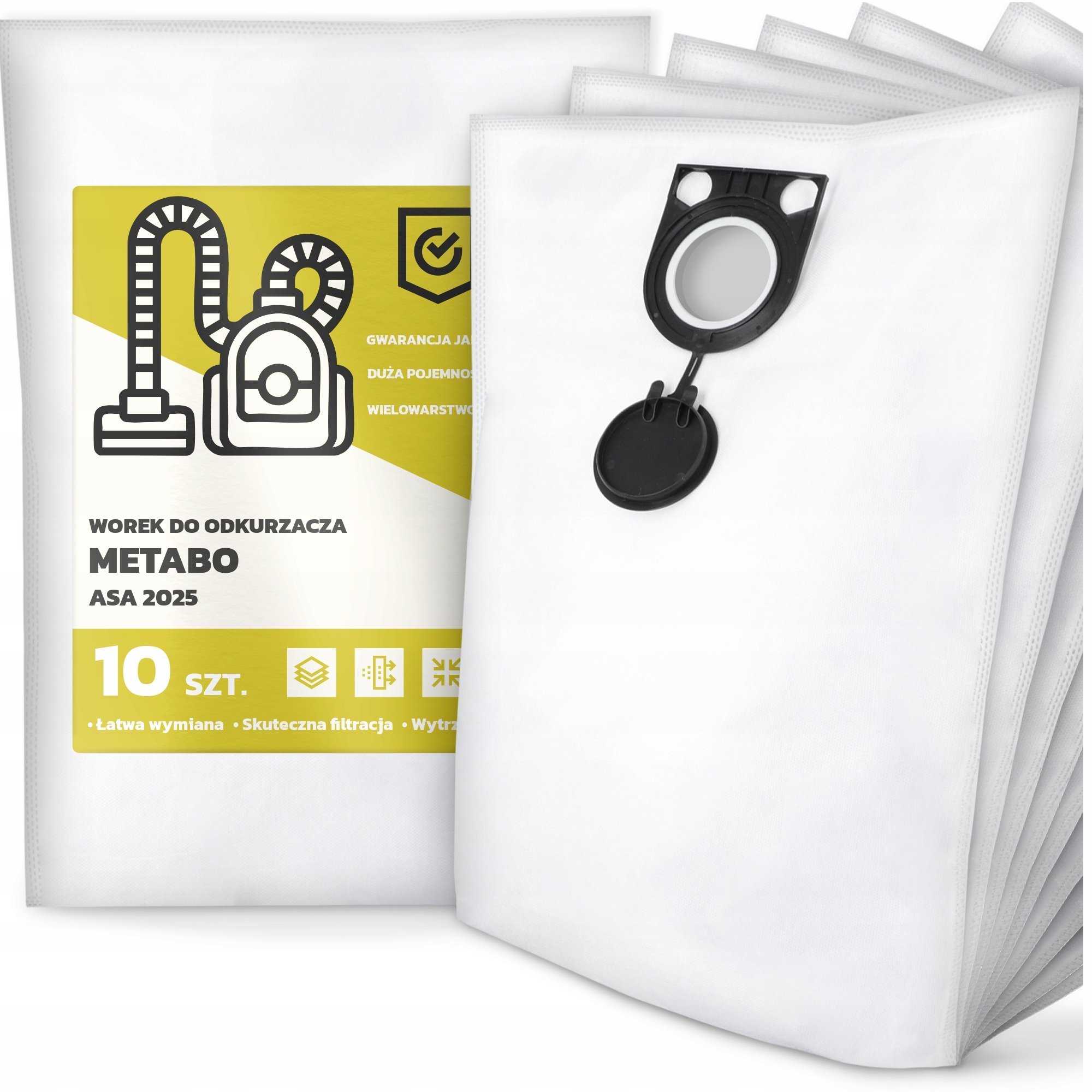 10x Worek do Odkurzacza Metabo Asa 2025 Syntetyczny Tekstylny Worki Duży G9