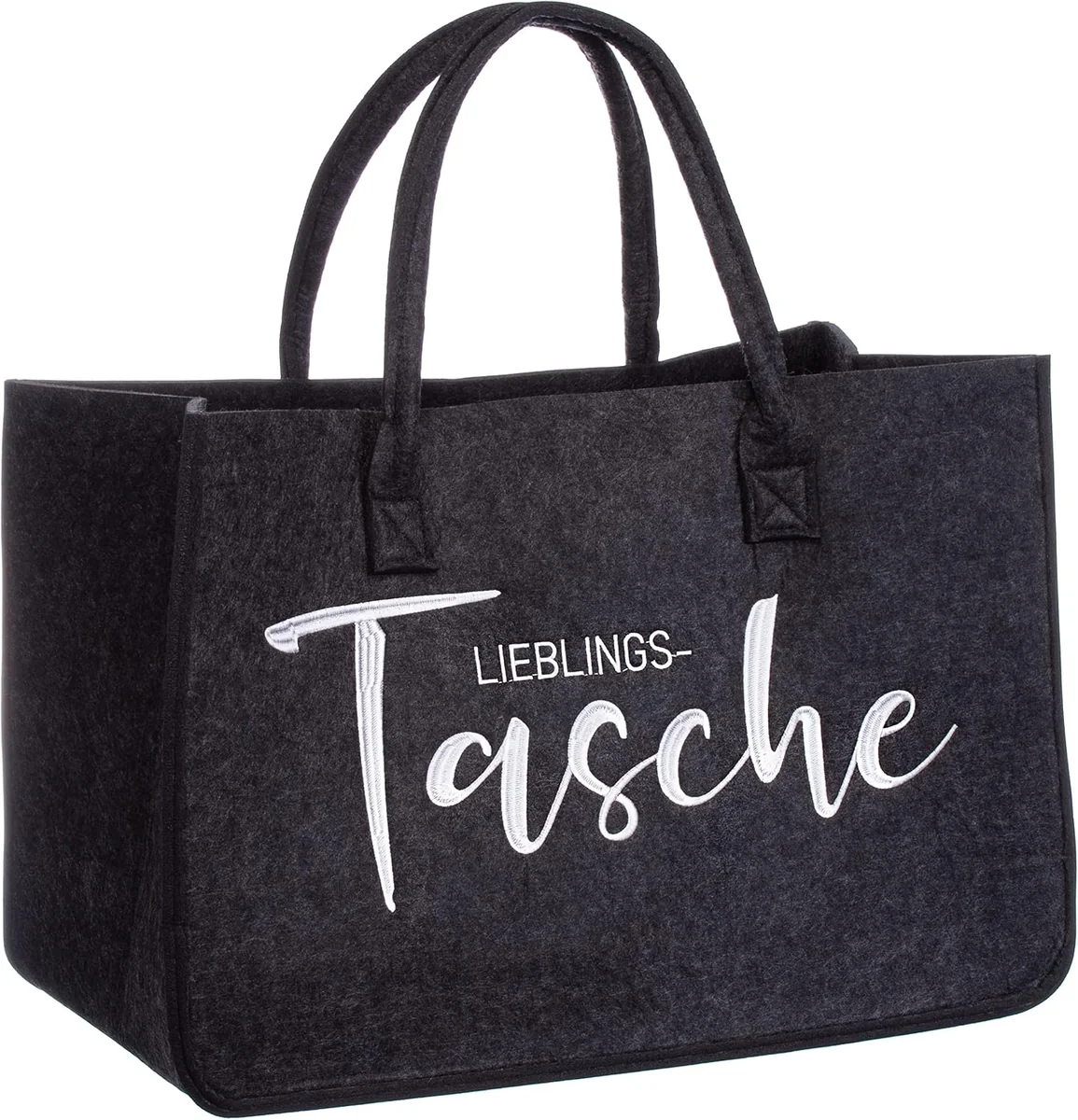TORBA FILCOWA XXL 49X34X27CM ANTRACYTOWA Z NAPISEM