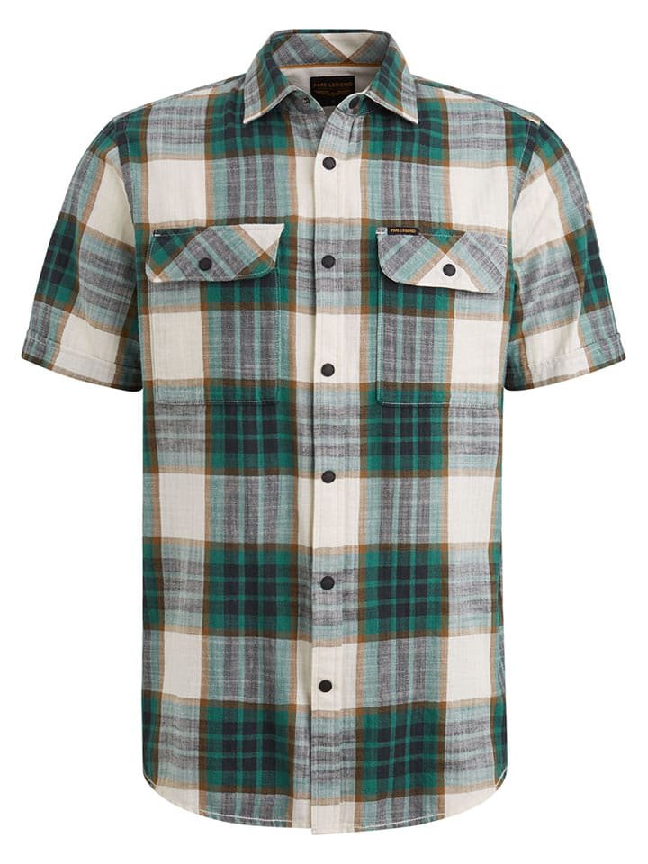 PME Legend Koszula - Regular fit - w kolorze kremowo-zielonym