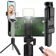 Selfie stick - KIJ SELFIE BLUETOOTH + LAMPA LED KIJEK UCHWYT STATYW NA TELEFON STICK PILOT - miniaturka - grafika 1