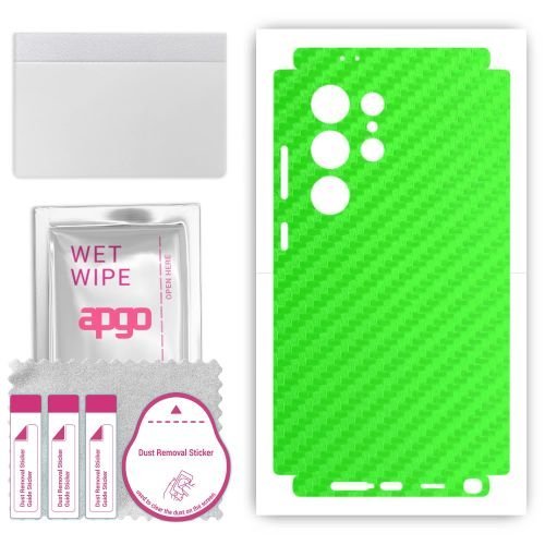 folia naklejka skórka strukturalna na TYŁ+BOKI do Samsung Galaxy S24 Ultra - Carbon Zielony - apgo SKINS