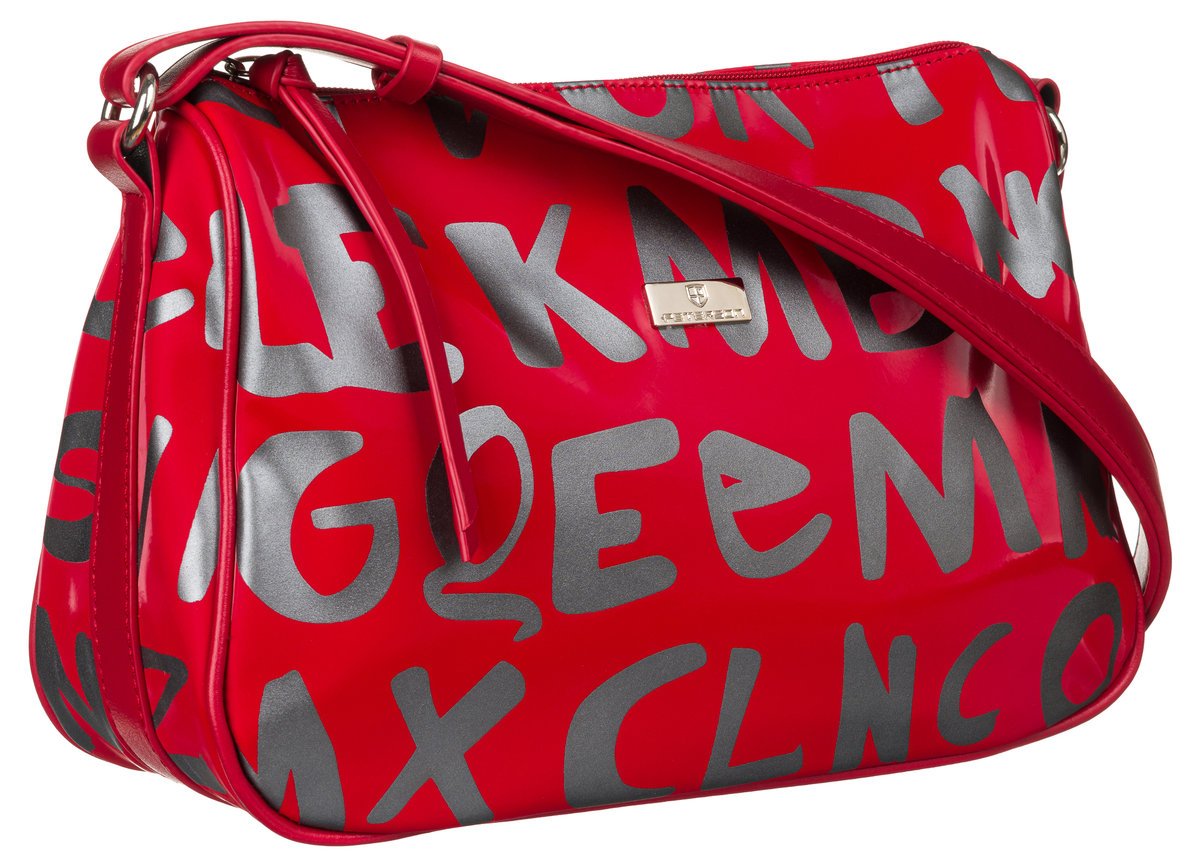 Torebka damska na suwak mała czerwona listonoszka z regulowanym paskiem kieszonki PETERSON