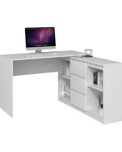 TopEshop Biurko TopEshop NAROŻNE BIURKO PLUS KOMODA 2D3S BIEL MAT PLUS 2D3S BIEL KPL - Biurka - miniaturka - grafika 1