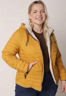 Kurtki damskie - Żółta Przejściowa Kurtka Dwustronna z Pikowaniem i Kapturem Azirane - miniaturka - grafika 1