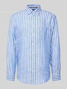 Koszula lniana o kroju regular fit z kołnierzykiem typu button down - Koszule męskie - miniaturka - grafika 1