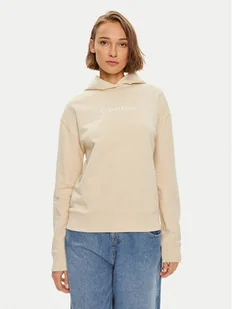 Calvin Klein Bluza Hero Logo K20K205449 Beżowy Regular Fit - Bluzy damskie - miniaturka - grafika 1