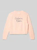 Swetry dla dziewczynek - Sweter z dzianiny z wyhaftowanym logo - miniaturka - grafika 1