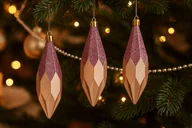 Bombki - Ewax Komplet 3 plastikowych bombek Diamenty 13,5 cm różowy 3263 - miniaturka - grafika 1