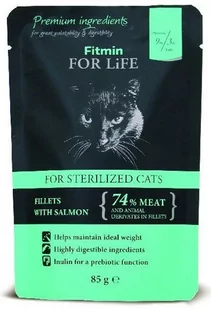 Fitmin For Life cat pouch adult sterilized salmon 85g - Mokra karma dla kotów - miniaturka - grafika 1