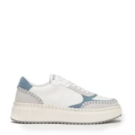 Półbuty męskie - Damskie sneakersy z ekoskóry i skóry zamszowej niebieskie - miniaturka - grafika 1