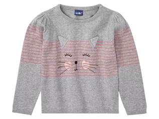 Swetry dla dziewczynek - lupilu Sweter dziewczęcy z bawełny (86/92, Szary) - grafika 1
