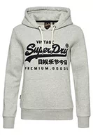 Bluzy damskie - Superdry VL Scripted Coll Hood Bluza damska, Athletic Grey Marl, 40 - miniaturka - grafika 1