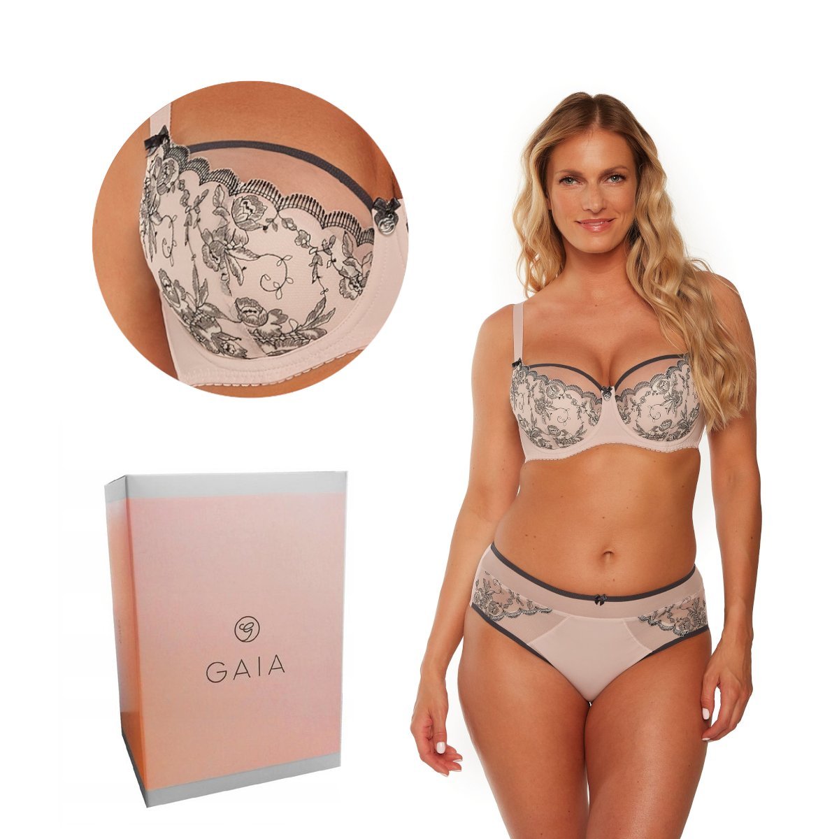 Biustonosz z haftem Semi-Soft Ruby 1230 półusztywniany perłowy szary 70J