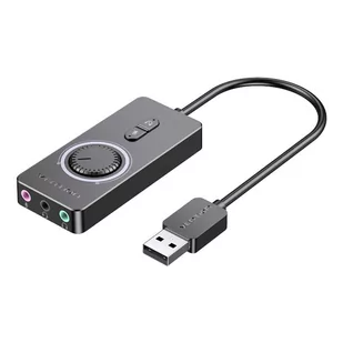 Zewnętrzna karta dźwiękowa USB 2.0 Vention CDRBF 1m (czarny) - Karty dźwiękowe - miniaturka - grafika 1