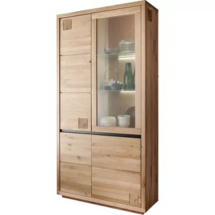 Witryna II Drewniana z Dzikiego Dębu Prawa WZ-0159-5201 WZ-0159 Dąb G+K Meble Dąb Dziki Olejowany, Czarny - Witryny - miniaturka - grafika 1