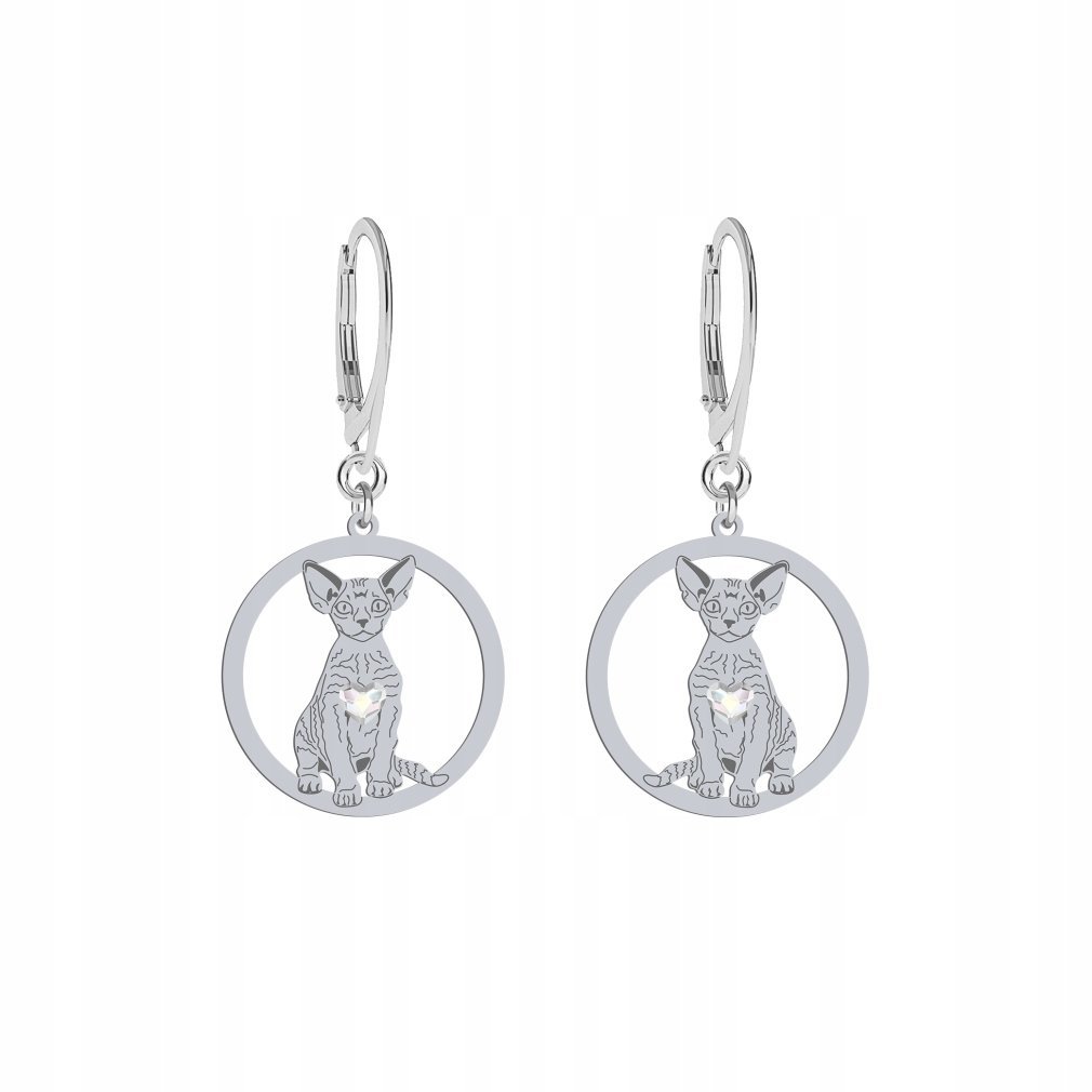 Kolczyki Srebrne Kot Devon Rex 925 Kobieta Biżuteria Prezent GRAWER GRATIS
